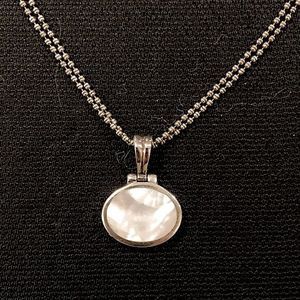 Vintage Sterling Silver and Mother of Pearl Double Strand Necklace